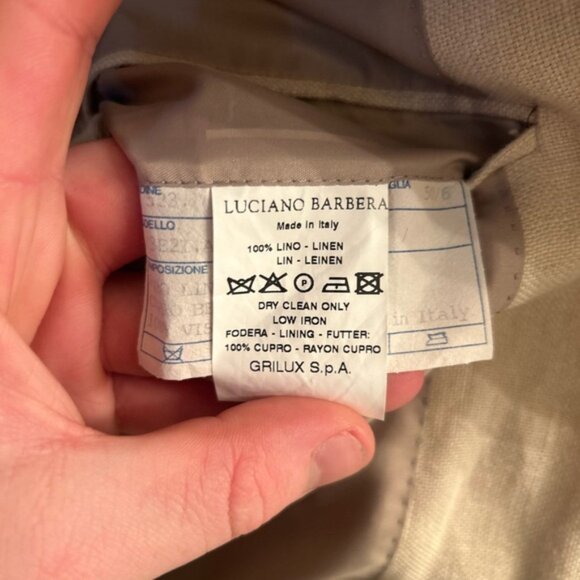 Italian Luciano Barbera 100% Linen Tan Blazer Suite Jacket - Picture 6 of 9
